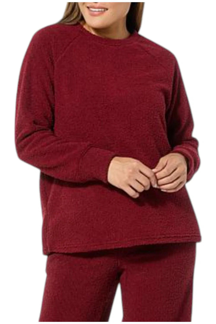 Comfort Code Women's Marshmallow Knit Crew Neck Top Smoky Maroon - Regular